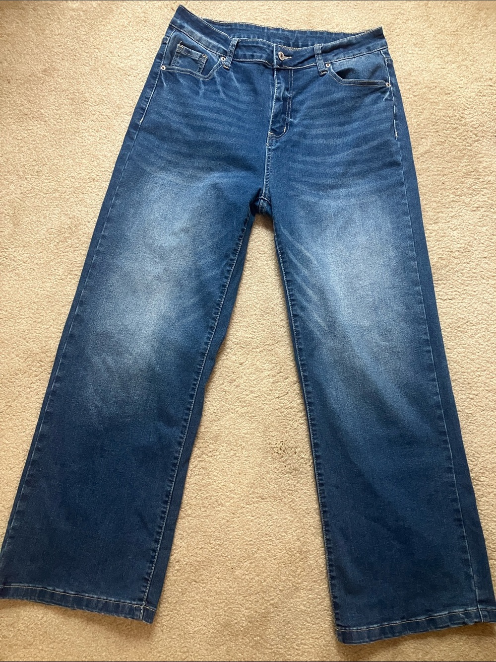 Sidefeel size 12 High Waisted Wide Leg  Jeans in Medium Blue Whisker Wash